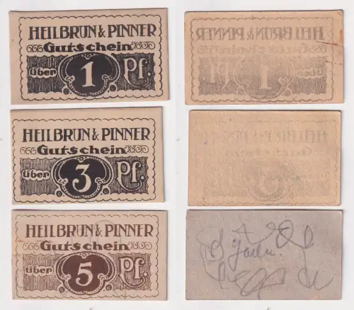 3 Banknoten Notgeld Stadt Halle a.S. Heilbrun & Pinner um 1920 (169192)