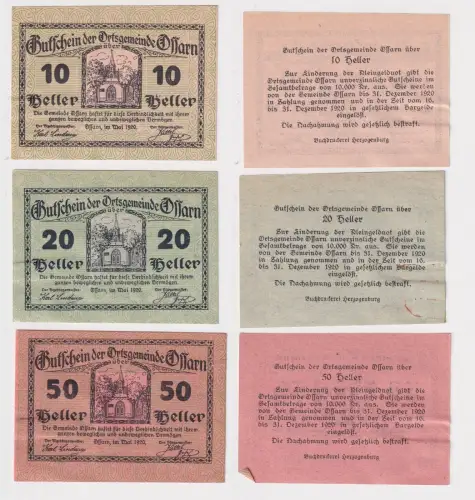 3 Banknoten Notgeld Ortsgemeinde Ossarn 1920 (168902)
