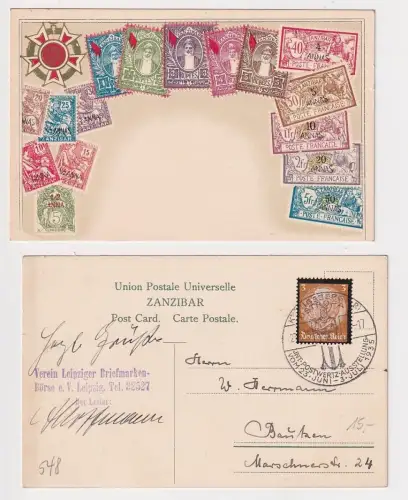 903672 Ak Sansibar Zanzibar mit Briefmarken, Poststempel OSTROPA um 1935
