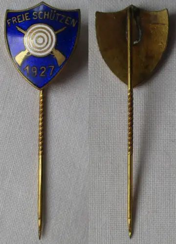 emaillierte Anstecknadel Abzeichen Schiessclub Freie Schützen 1927 (130349)