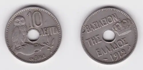 10 Lepta Kupfer Nickel Münze Griechenland 1912 (156614)