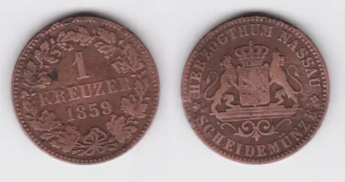 1 Kreuzer Kupfer Münze Baden 1859 (161309)