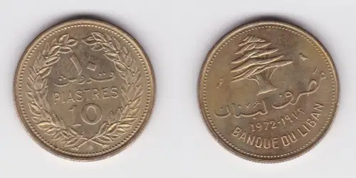 10 Piaster Messing Münze Libanon 1972 vz (151774)
