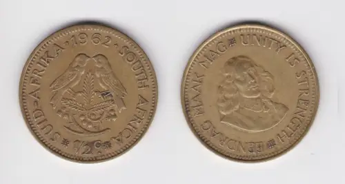 1/2 Cent Messing Münze Südafrika 1962 ss (161397)