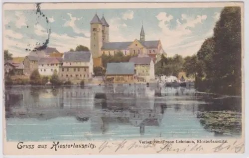90898 Ak Gruss aus Klosterlausnitz - Blick auf Klosterkirche 1908