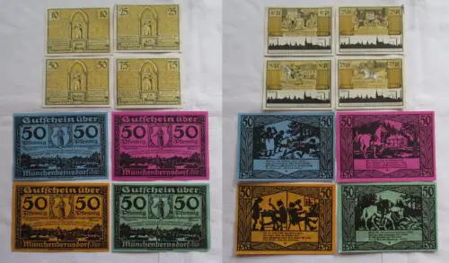 8 Banknoten Notgeld Gemeinde Münchenbernsdorf 1921 (162478)