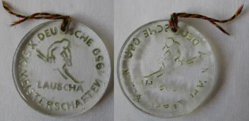 seltenes DDR Glas Abzeichen X.Deutsche Skimeisterschaften Lauscha 1959 (161831)