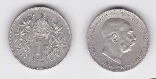 1 Krone Silber Münze Österreich 1915 ss (156859)