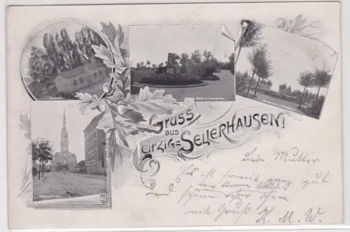 24375 Ak Gruß aus Leipzig Sellerhausen Emmaus Kirche, Turnhalle usw. 1902