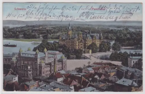 11314 Ak Schwerin Totalansicht mit Schloß 1912