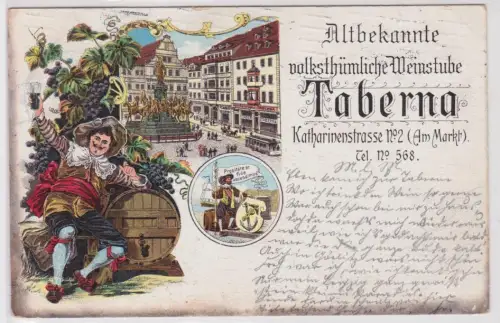 901305 Ak Lithographie Leipzig volksthümliche Weinstube Taberna 1910