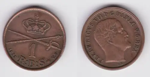 1 Skilling Kupfer Münze Dänemark Frederick VII 1853 ss+ (157720)