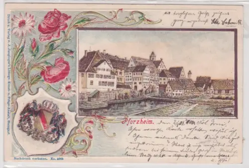 85172 Wappen Präge Ak Lithographie Pforzheim 1904