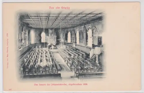 29090 Ak Das alte Leipzig - Das Innere der Johanniskirche um 1900