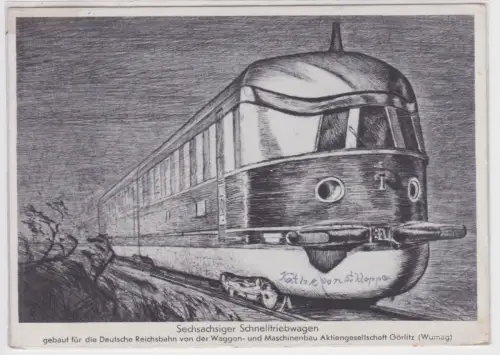 93201 Künstler Ak sechsachsiger Schnelltriebwagen Deutsche Reichsbahn (Wumag)