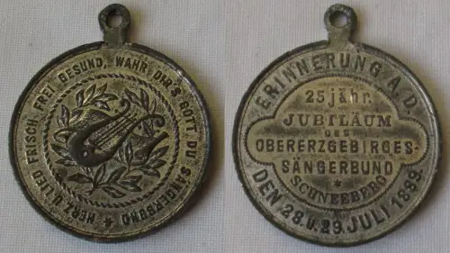 versilberte Medaille Obererzgebirg. Sängerbund Schneeberg  1889  (161923)