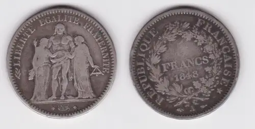 5 Franc Silber Münze Frankreich 1848 A s/f.ss (104728)