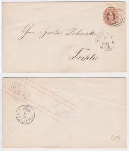 61353 AD Thurn und Taxis Gera nach Triptis 1862 Nummernstempel 291