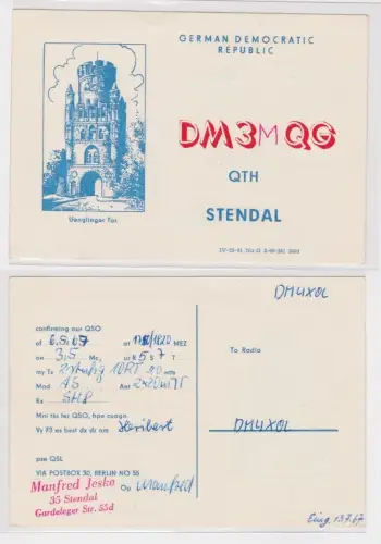 65512 QSL Karte Funker Funkamateur DDR Stendal Ünglinger Tor 1967