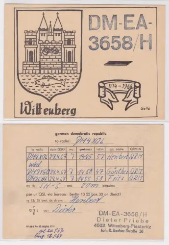 35990 QSL Karte Amateur Funker DDR Wittenberg mit Stadtwappen 1967