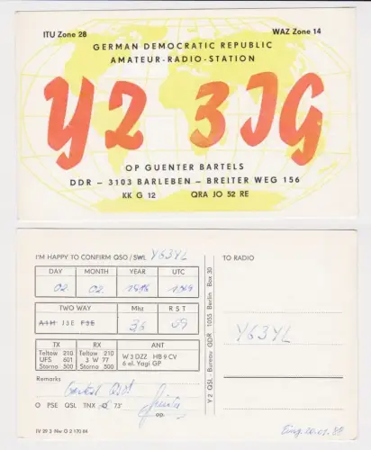 23149 QSL Karte Amateur Funker DDR Barleben 1986