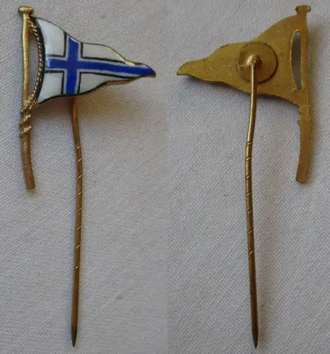 emaillierte Anstecknadel Schiffswerft Finnland Flagge blau weiß (142408)