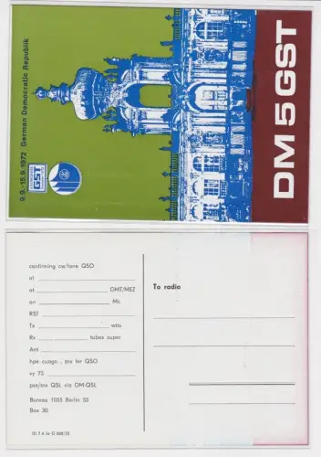 99913 QSL Karte Amateur Funker DDR Dresden V.Kongress der GST 1972