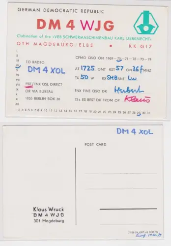 82328 QSL Karte Amateur Funker DDR Magdeburg VEB Schwermaschinenbau 1970