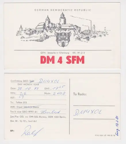 83763 QSL Karte Amateur Funker DDR Jesewitz bei Eilenburg 1979