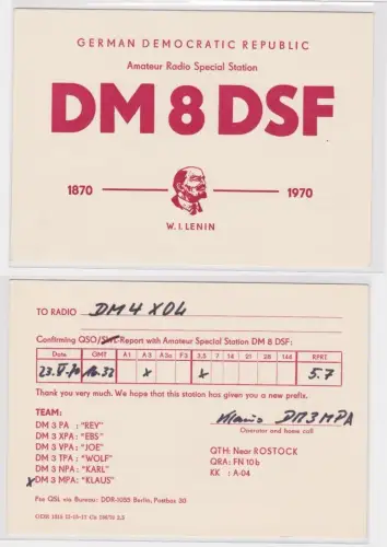 91721 QSL Karte Amateur Funker DDR Eisfeld Werra mit Stadtwappen 1979