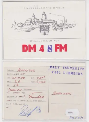 99373 QSL Karte Amateur Funker DDR Jesewitz bei Eilenburg 1977