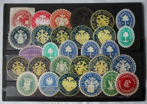 29 seltene Vignetten Siegelmarken Leipzig und Umgebung um 1910 (130902)