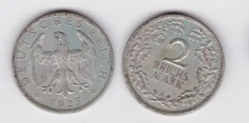 2 Mark Silber Münze Weimarer Republik 1925 A Jäger 320 (162314)