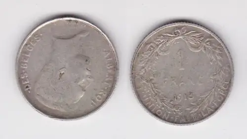 1 Franc Silber Münze Belgien 1913 f.ss (162490)