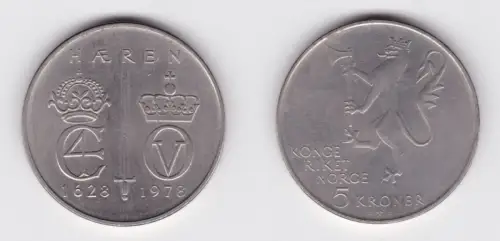 5 Kronen Cu-Ni Münze Norwegen 350 Jahre Königreich 1628-1978 (163015)