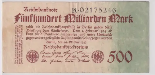 500 Milliarden Mark Inflation Banknote 26.10.1923 Ro.124 b (141776)