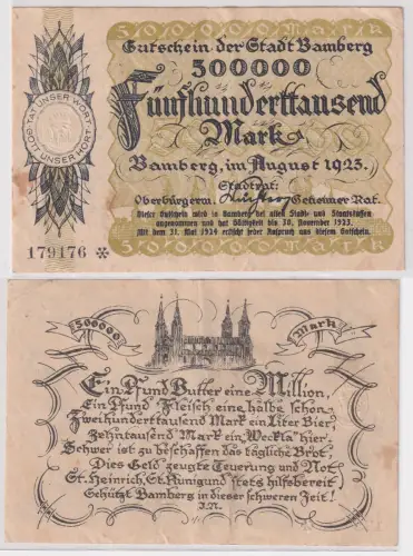 Banknote 500000 Mark Inflation Stadt Bamberg 1923 (146209)