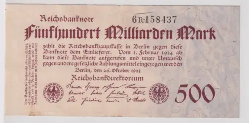 500 Milliarden Mark Inflation Banknote 26.10.1923 Ro.124 d (140274)