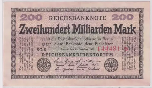 200 Milliarden Mark Banknote Inflation 15.10.1923 Rosenberg Nr.118f (145908)