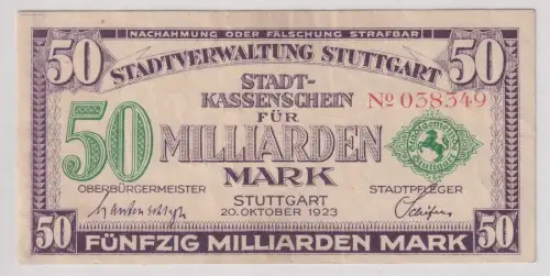 50 Milliarden Banknote Inflation Stadtverwaltung Stuttgart 20.10.1923 (131998)