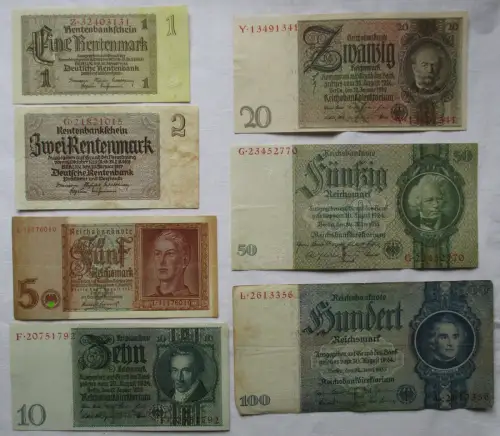 7 Reichsbanknoten Deutsches Reich 1 Mark bis 100 Mark (153093)