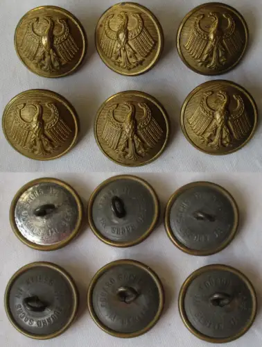 6x Uniformknopf Beamte Weimarer Republik Zollamt Eduard Sachs Berlin (154306)