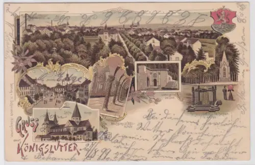 902950 Ak Lithographie Gruß aus Königslutter Marktplatz usw. 1899
