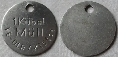 Aluminium DDR Wertmarke VE-DLB Klötze 1 Kübel Müll  (138586)