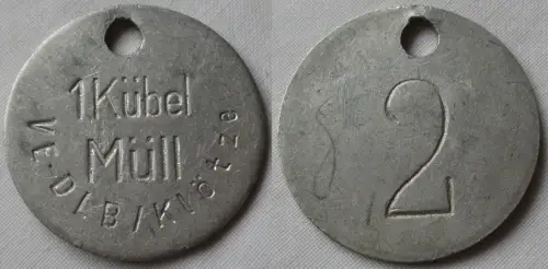 Aluminium DDR Wertmarke VE-DLB Klötze 1 Kübel Müll  (131014)
