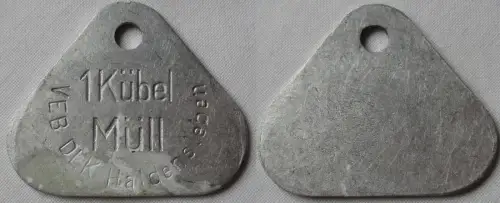 Aluminium DDR Wertmarke VEB DLK Haldensleben 1 Kübel Müll  (138459)