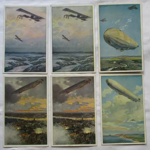 49546/6 Ak Fliegerei Flugzeuge, Zeppelin usw. 1.Weltkrieg