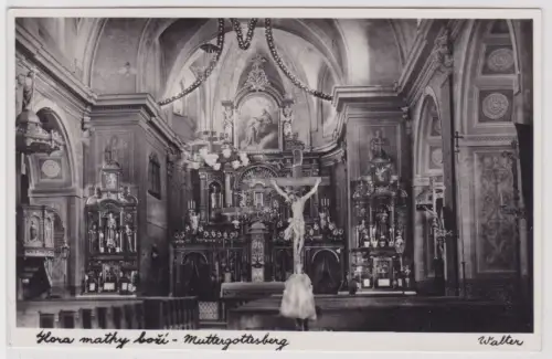 99012 Ak Grulich (Sudetengau) mit Muttergottesberg Kircheninneres um 1930