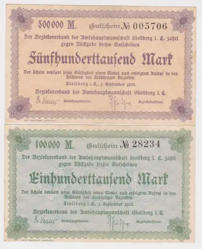 2 Banknoten Inflation Amtshauptmannschaft Stollberg i.E. 1923 (150427)
