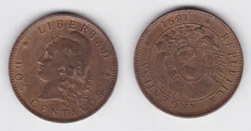 2 Centavos Kupfer Münze Argentinien 1891 (134174)